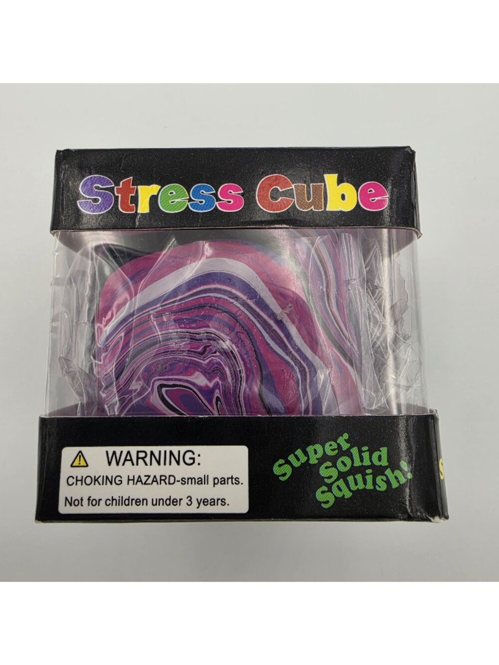 Stress Cube Super Solid Squish Purple Pink Swirl Design Pre-Owned Boxed